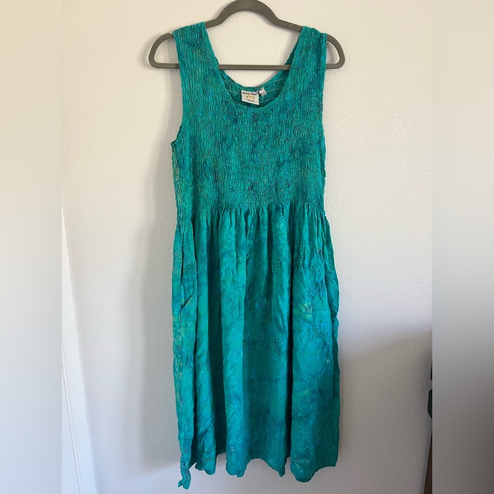 Vintage Batik Bali Turquoise Dress sz M/L